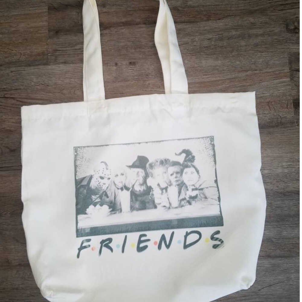 White Tote Bag with Graphic Print